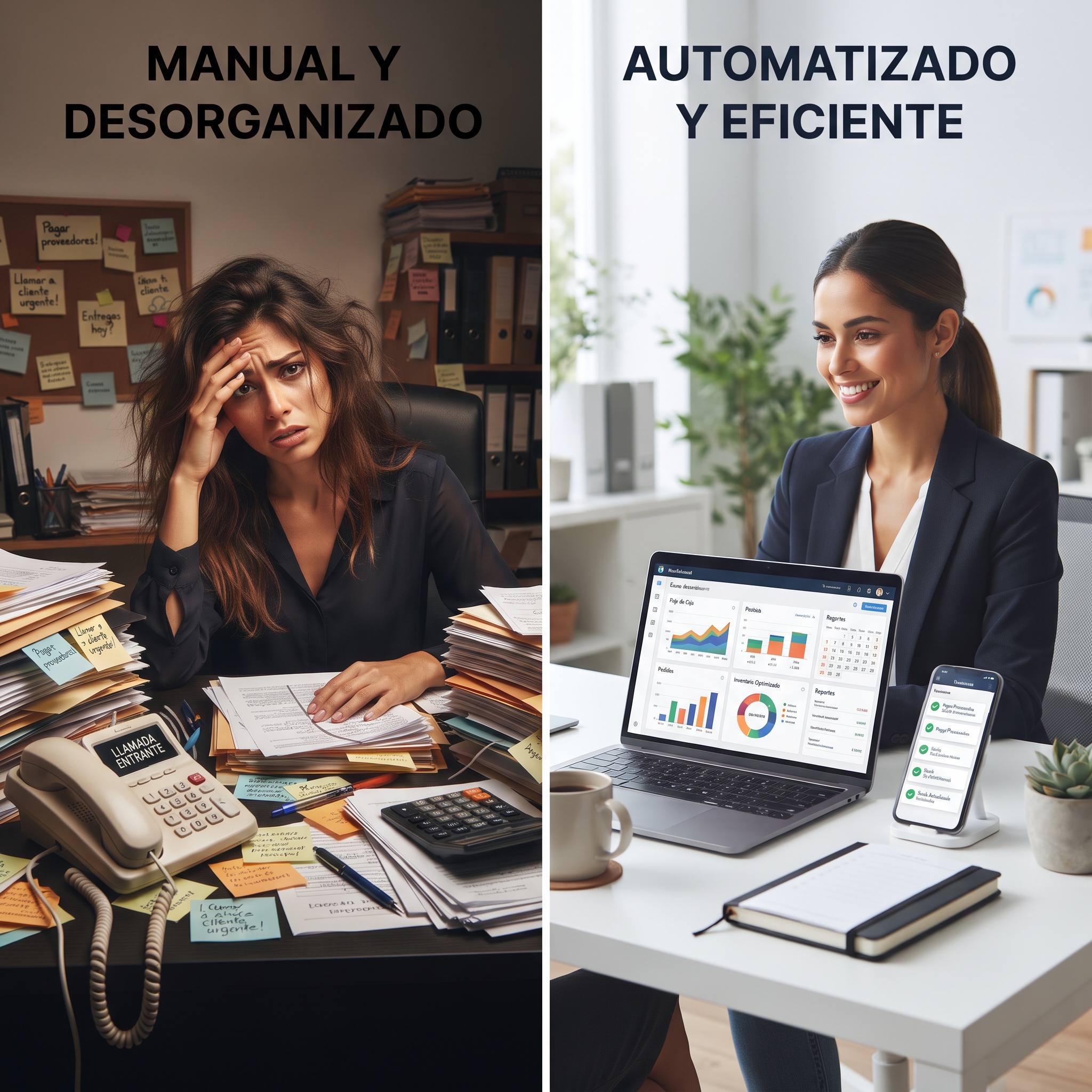 Antes: mensajes genéricos. Después: respuestas profesionales con IA